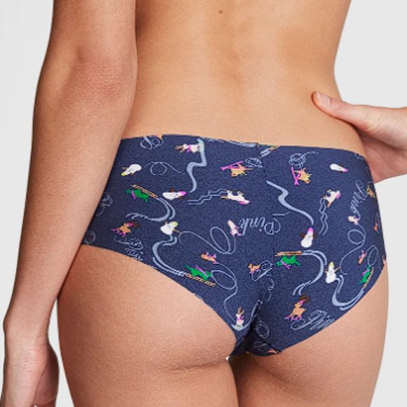 Christmas VS PINK NO-SHOW HIPSTER PANTY Dogs Sledding X-Mas Holiday Animal NWT - Picture 4 of 5